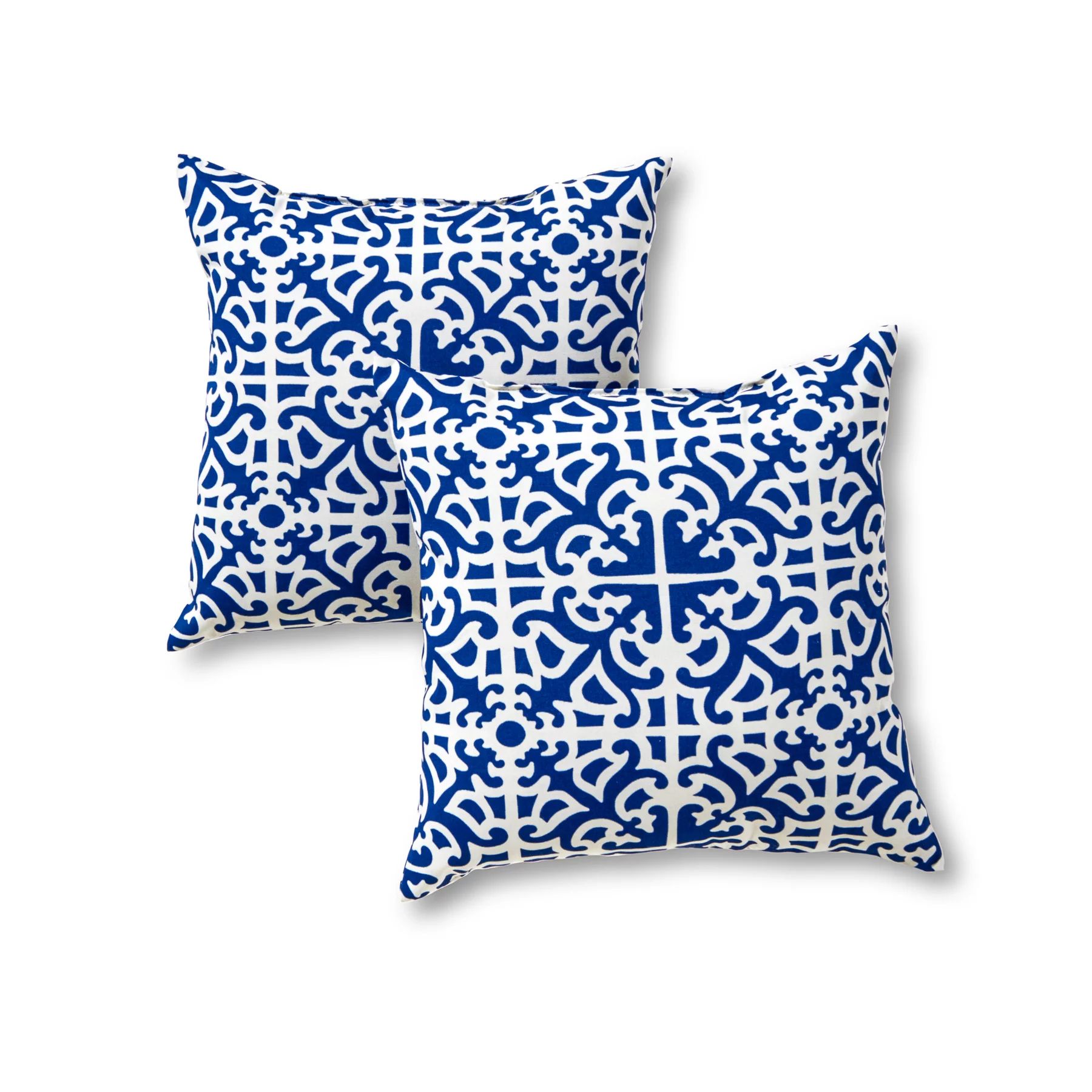 Greendale Home Fashions Indigo 17" Square Outdoor Throw Pillow (Set of 2) | Walmart (US)