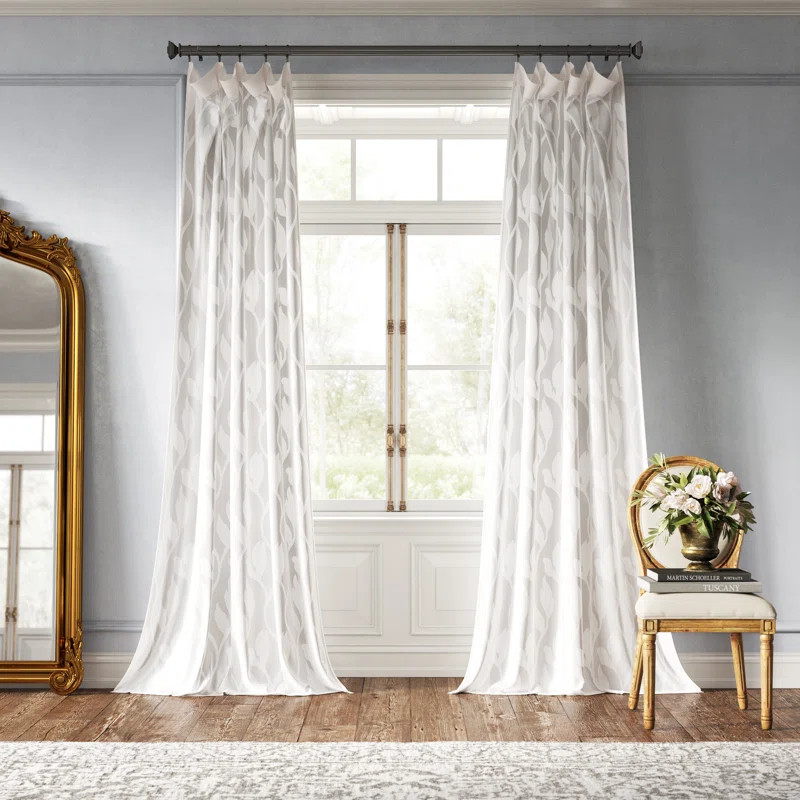 Euphony Damask Sheer Rod Pocket Single Curtain Panel | Wayfair North America