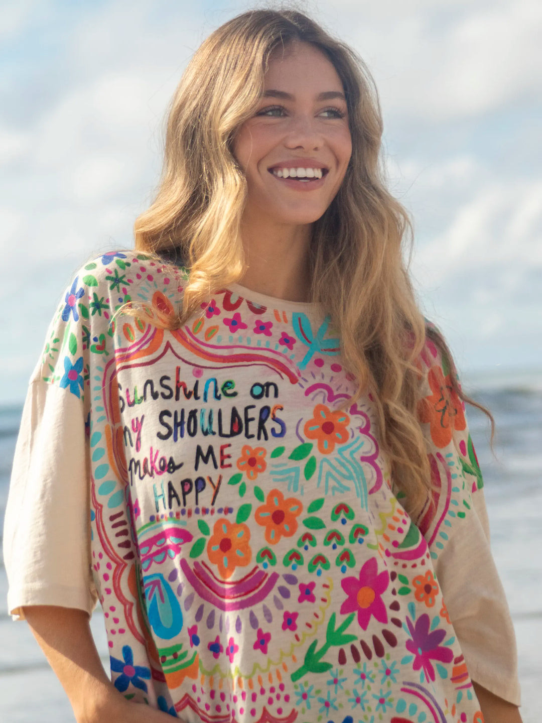 One Size Cotton Easy Tee - Cream Sunshine On My Shoulders | Natural Life