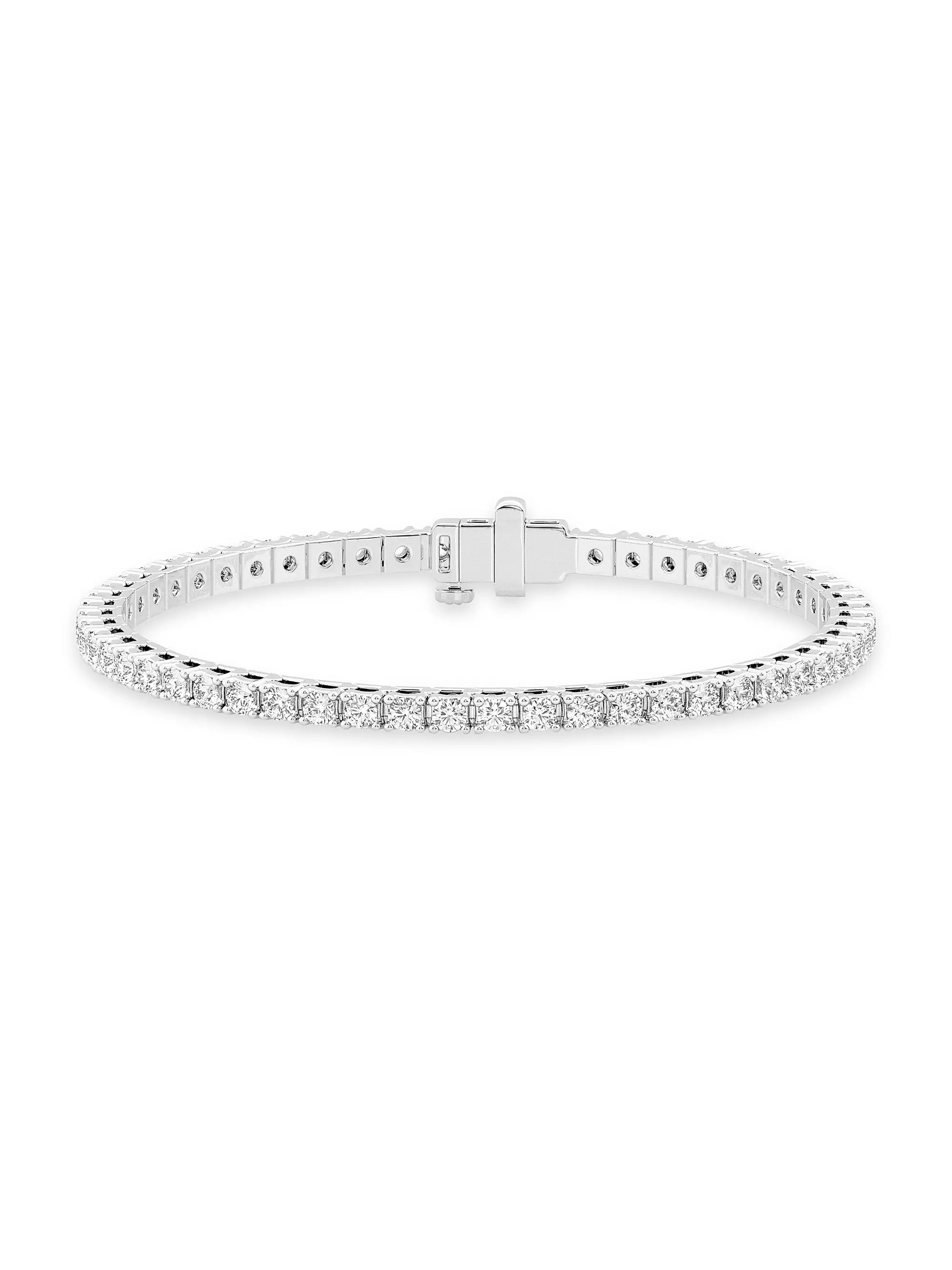 14K White Gold & 5 TCW Round Natural Diamond Tennis Bracelet | Saks Fifth Avenue