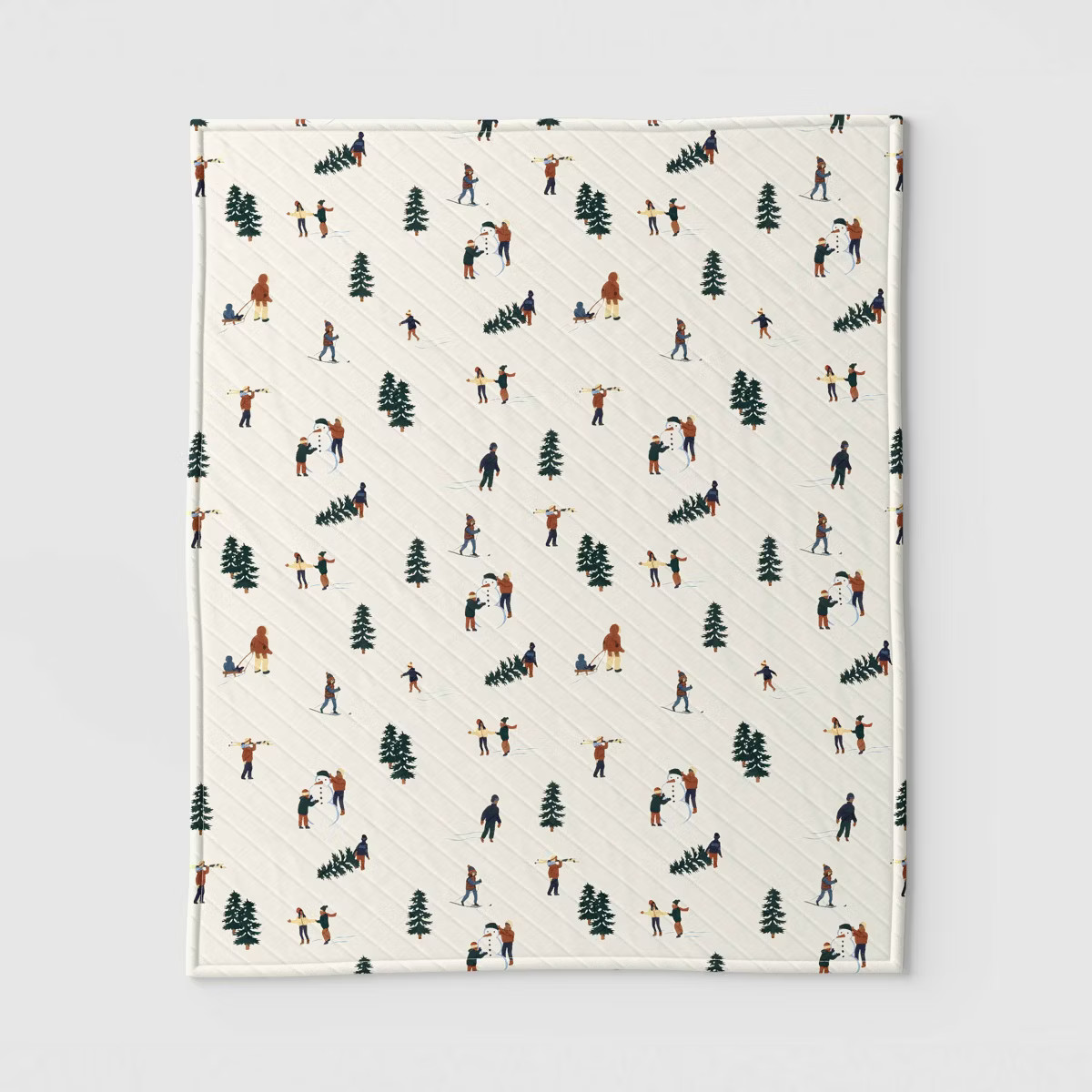 Winter Fun Quilted Jersey Throw Blanket with Faux Shearling Reverse Ivory - Room Essentials™ | Target