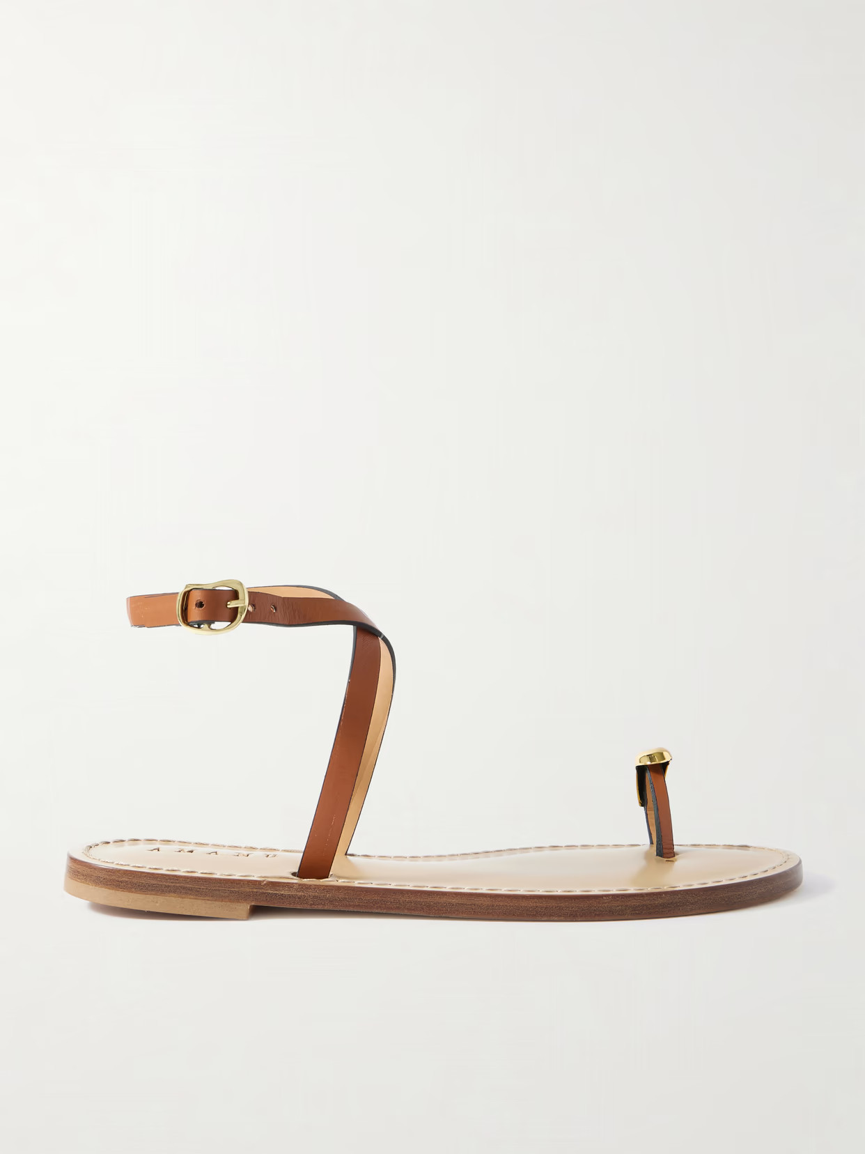 AMANU - The Kigali Embellished Leather Sandals - Brown | NET-A-PORTER (US)
