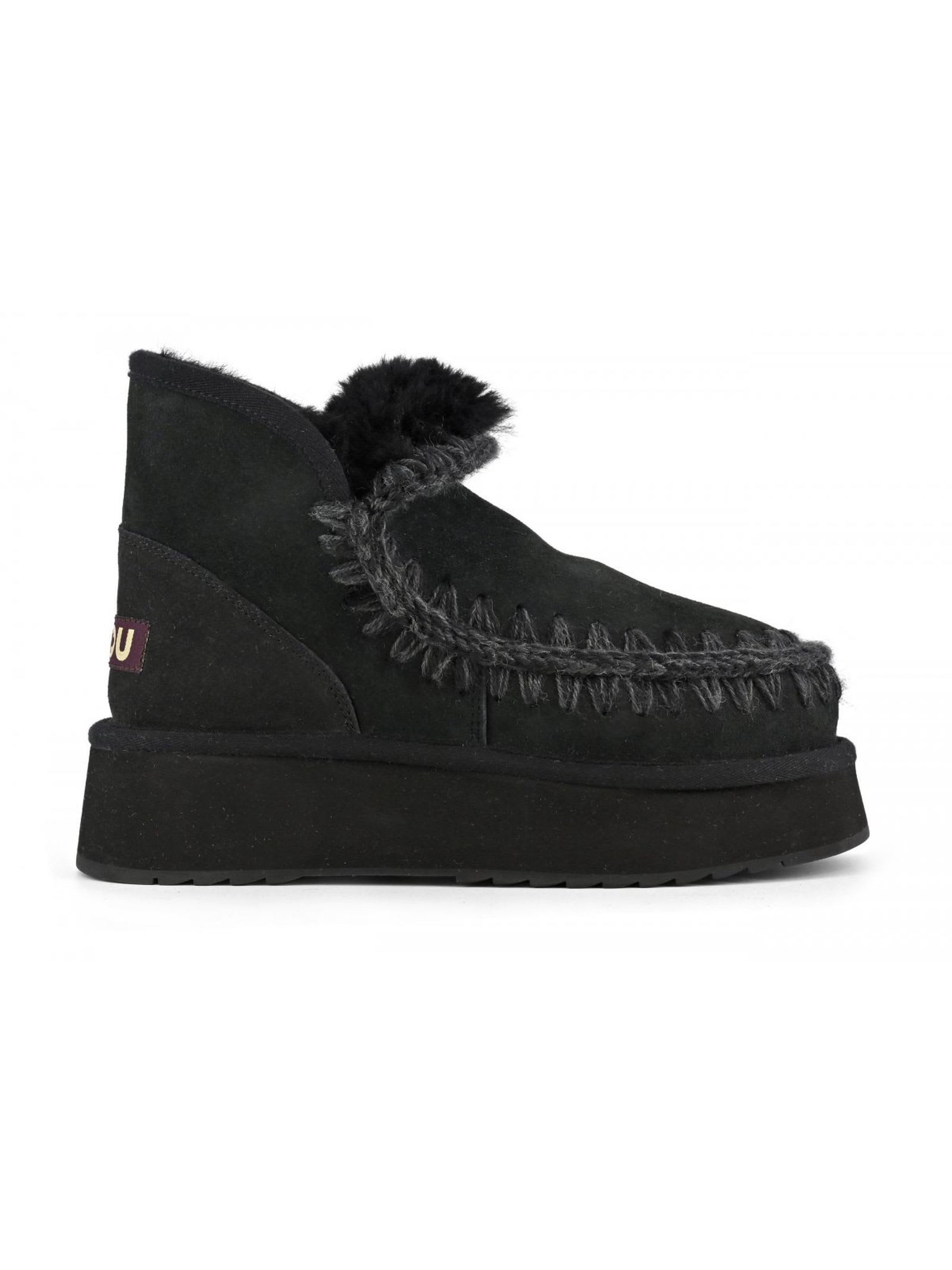 Mou Mini Eskimo Platform Boot In Black Suede | Italist.com US