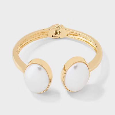 Hinged Cuff Bracelet with Pearl - A New Day™ Pearl/Gold | Target
