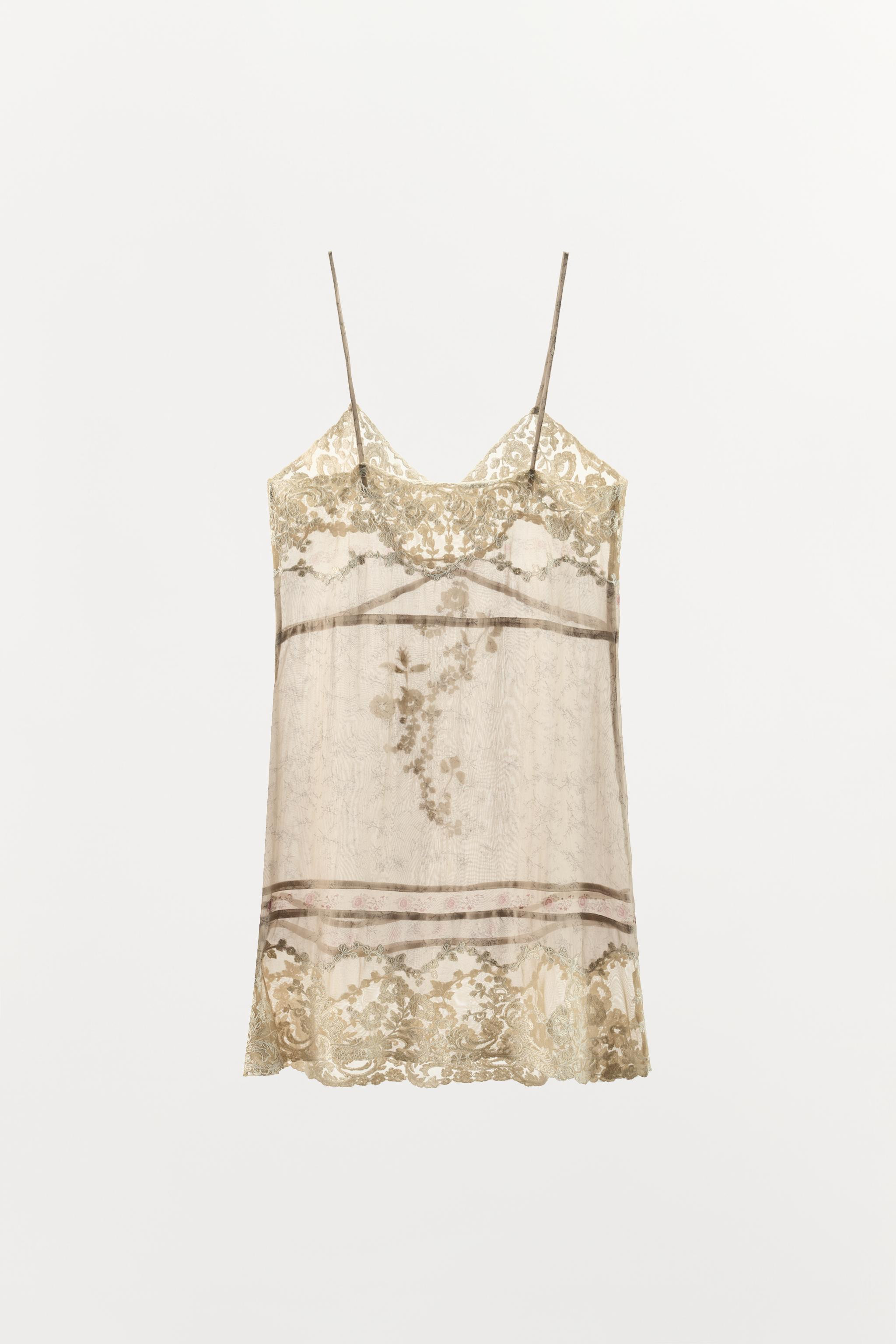 PRINTED ORGANZA DRESS WITH EMBROIDERY | Zara UK