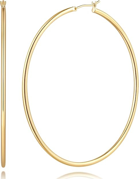 14K Gold Hoop Earrings for Women Hoops Dimple Design and Timeless Elegance Hoops Earring for Wome... | Amazon (US)