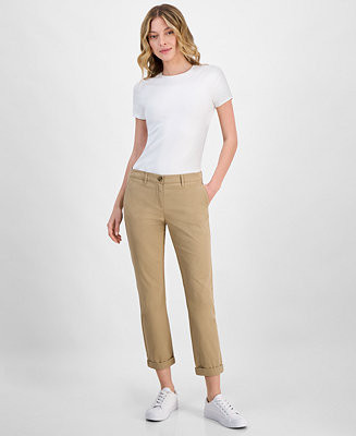 Women's Montauk Solid Cuffed Chino Pants | Macy's