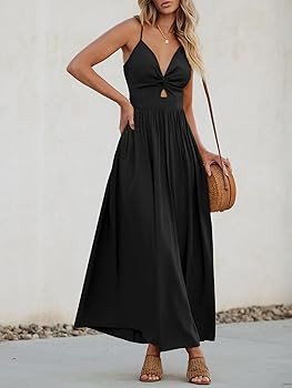 CUPSHE Women's Maxi Dress Floral Print Twisted V Neck Sleeveless Long Dress Summer Casual Dress | Amazon (US)