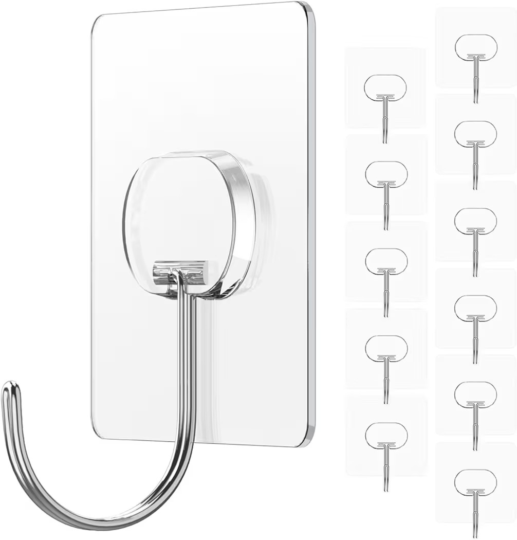 Large Adhesive Hooks for Hanging Heavy Duty Wall Hooks Self Adhesive Towel Coat Hooks Waterproof ... | Amazon (US)