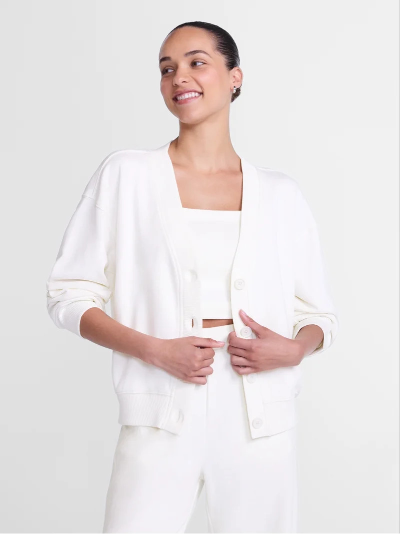 Athletic Works Women's and Women's French Terry Cardigan with Long Sleeves, Sizes XS-4X | Walmart (US)