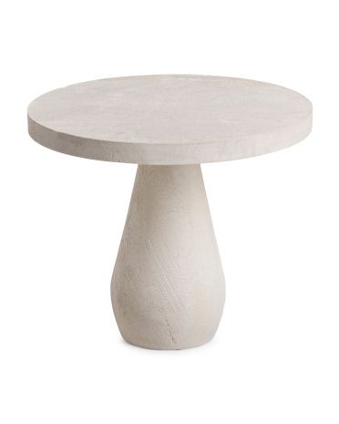 19in Sandblasted Solid Mango Wood Accent Table | TJ Maxx