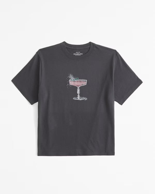 Short-Sleeve Pink Drink Graphic Relaxed Tee | Abercrombie & Fitch (US)