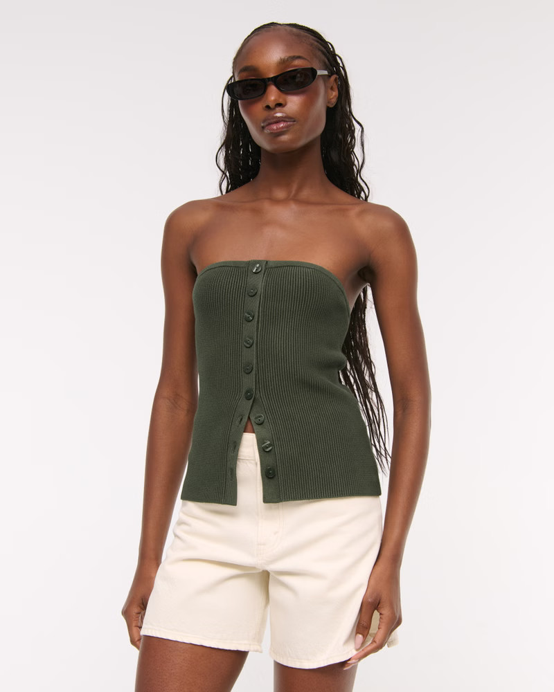 Women's Ottoman Button-Front Tube Top | Women's Tops | Abercrombie.com | Abercrombie & Fitch (US)
