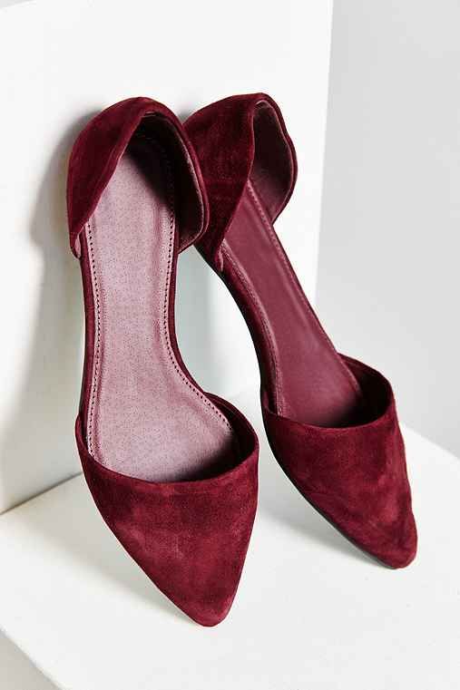 Suede D'Orsay Flat,MAROON,8 | Urban Outfitters US