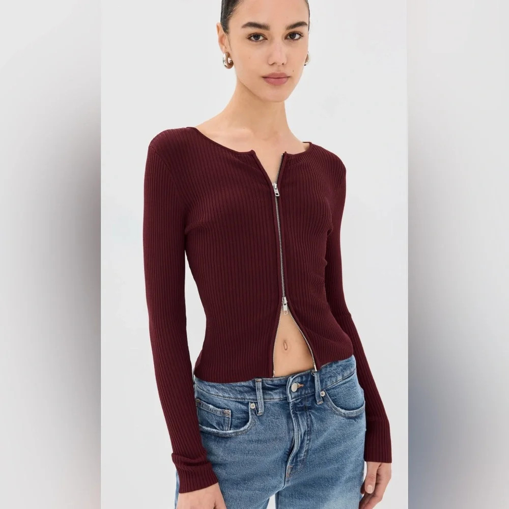 Good American Virgo Rib Zip Cardigan | Poshmark