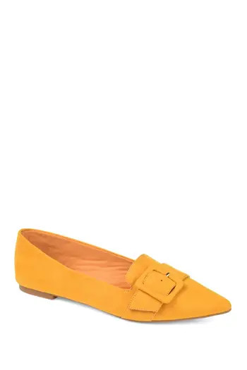 Journee Collection JOURNEE Audrey Buckle Flat in Mustard at Nordstrom Rack, Size 5.5 | Nordstrom Rack
