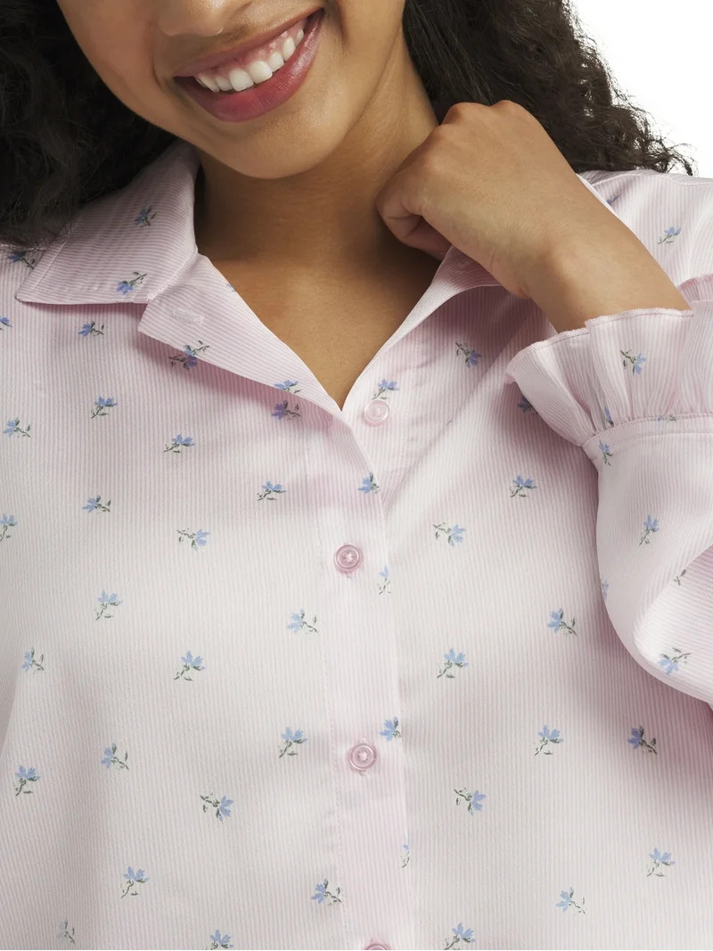 Mills by Millie Bobby Brown Women's Sleep Satin PJ Top with Ruffle, Sizes XS-XXXL | Walmart (US)