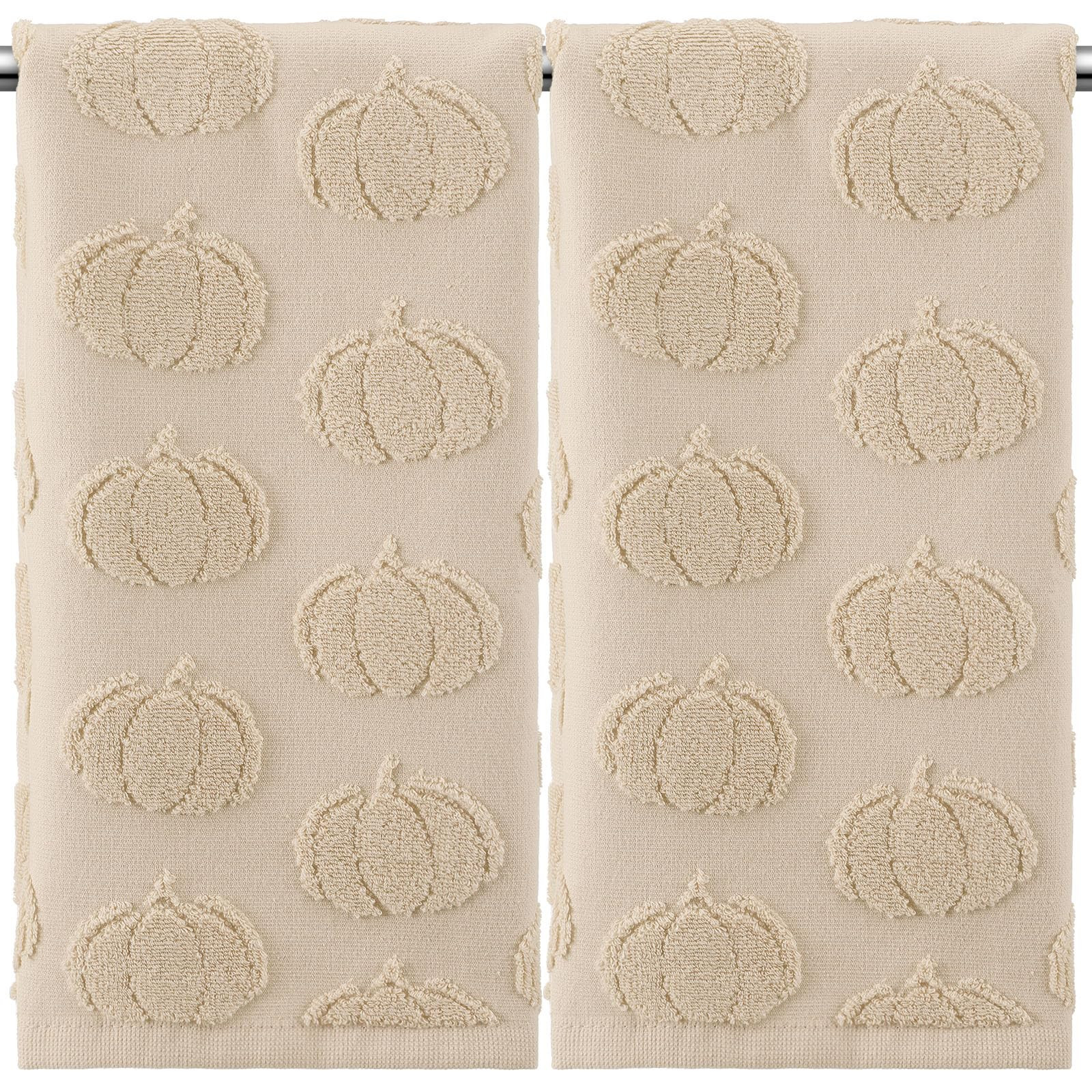 Mindsoft 2 Pcs Fall 3D Beige Pumpkin Jacquard Hand Towels for Bathroom Thanksgiving Pumpkin Towel... | Amazon (US)