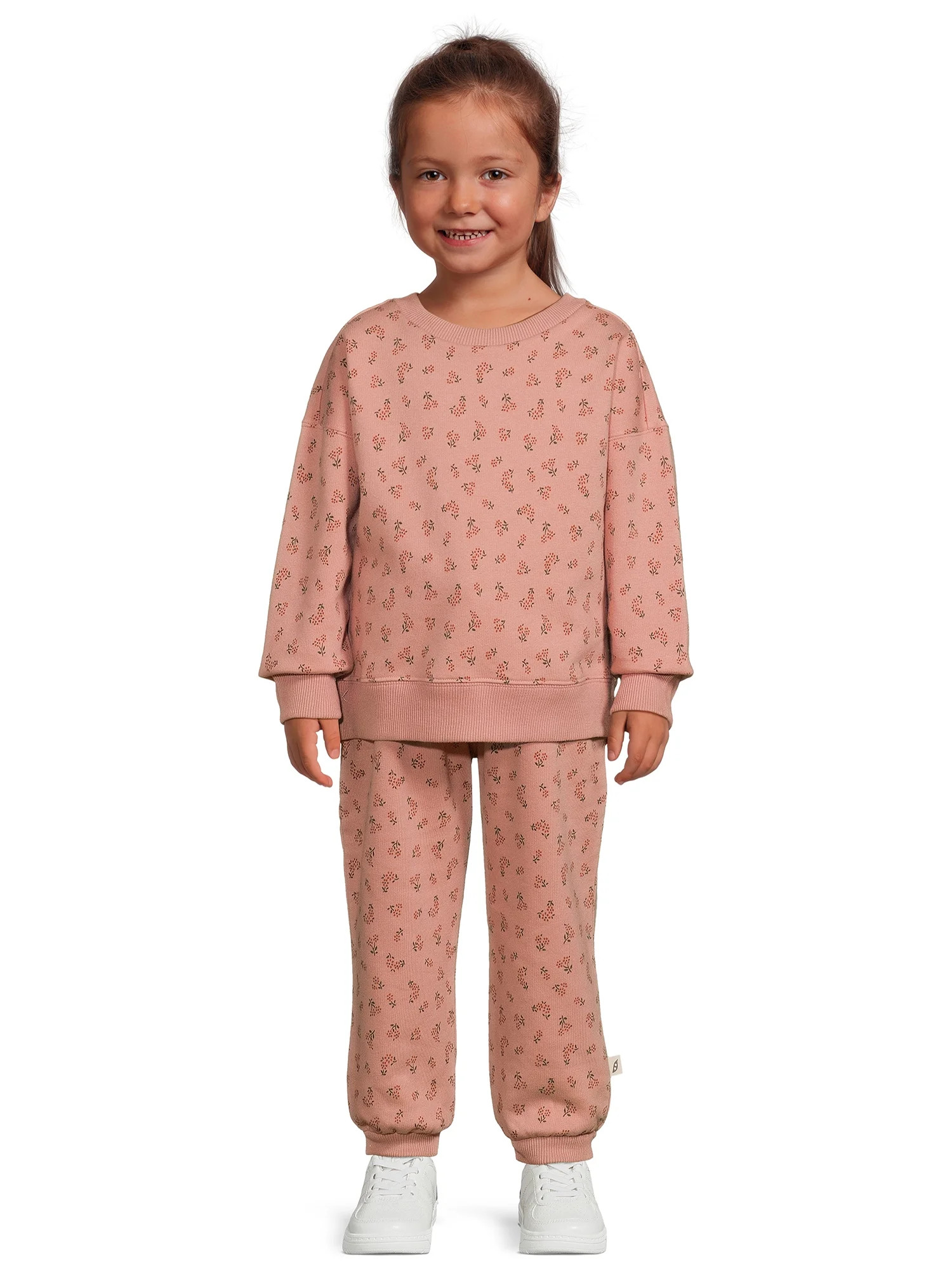 easy-peasy Toddler Girl Fleece Sweatshirt and Joggers, 2-Piece Outfit Set, Sizes 12M-5T | Walmart (US)