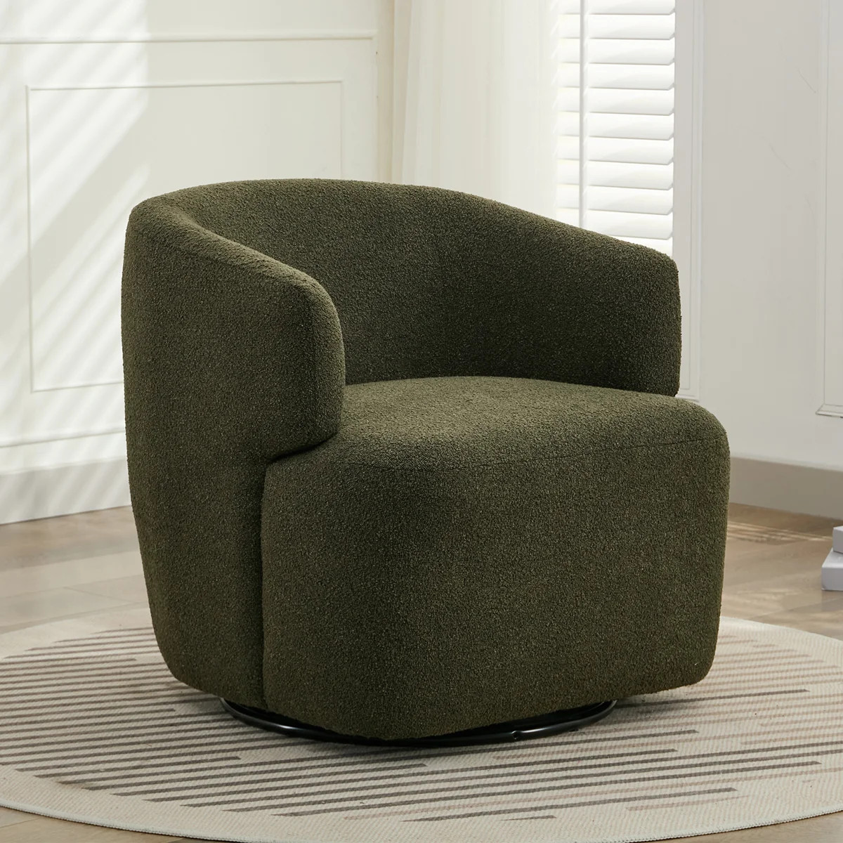 Wide Upholstered Swivel Barrel Accent Chair, No Assembly required | Wayfair North America