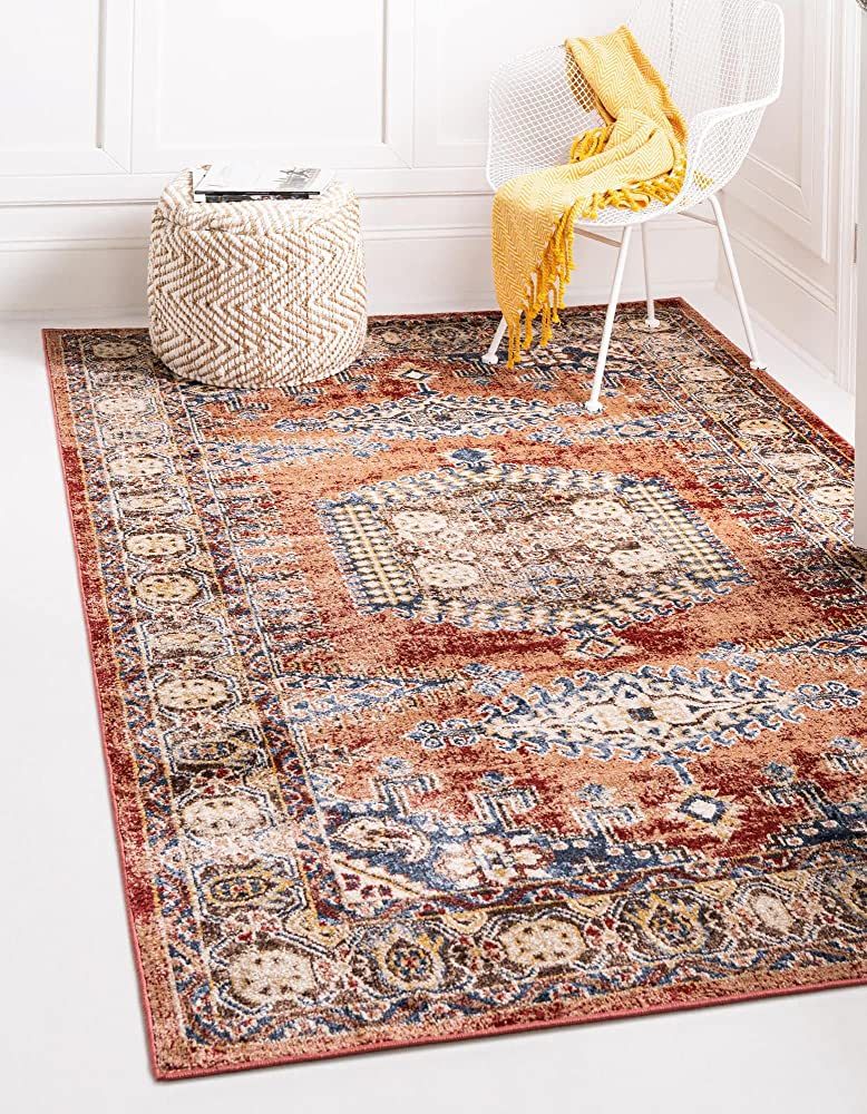 Unique Loom Utopia Collection Traditional Geometric Vintage Inspired Area Rug with Warm Hues, Rec... | Amazon (US)