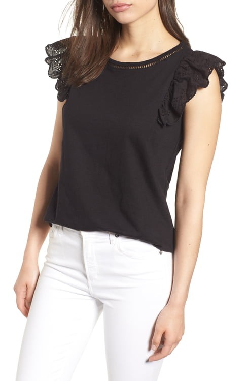 Bobeau Eyelet Sleeve Top | Nordstrom