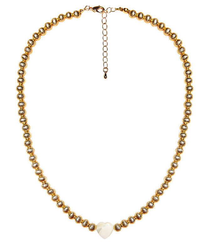 Diana Single Strand Beaded Necklace 6mm -  Single Mother of Pearl Heart | Lisi Lerch Inc