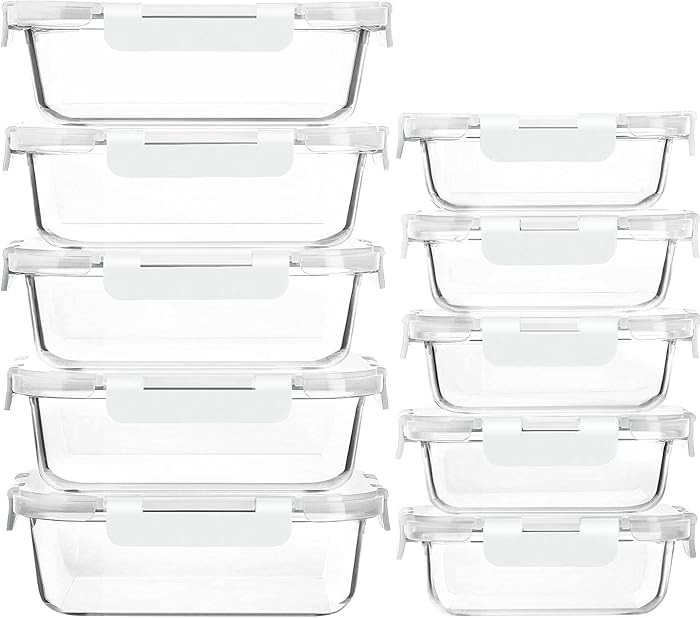 [10-Pack]Glass Meal Prep Containers with Lids, MCIRCO Glass Food Storage Containers with Snap Loc... | Amazon (US)