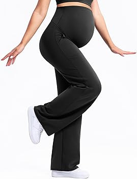POSHDIVAH Women's Creamluxe Maternity Yoga Wide Leg Pants Petite/Regular/Tall Pregnancy Work Dres... | Amazon (US)