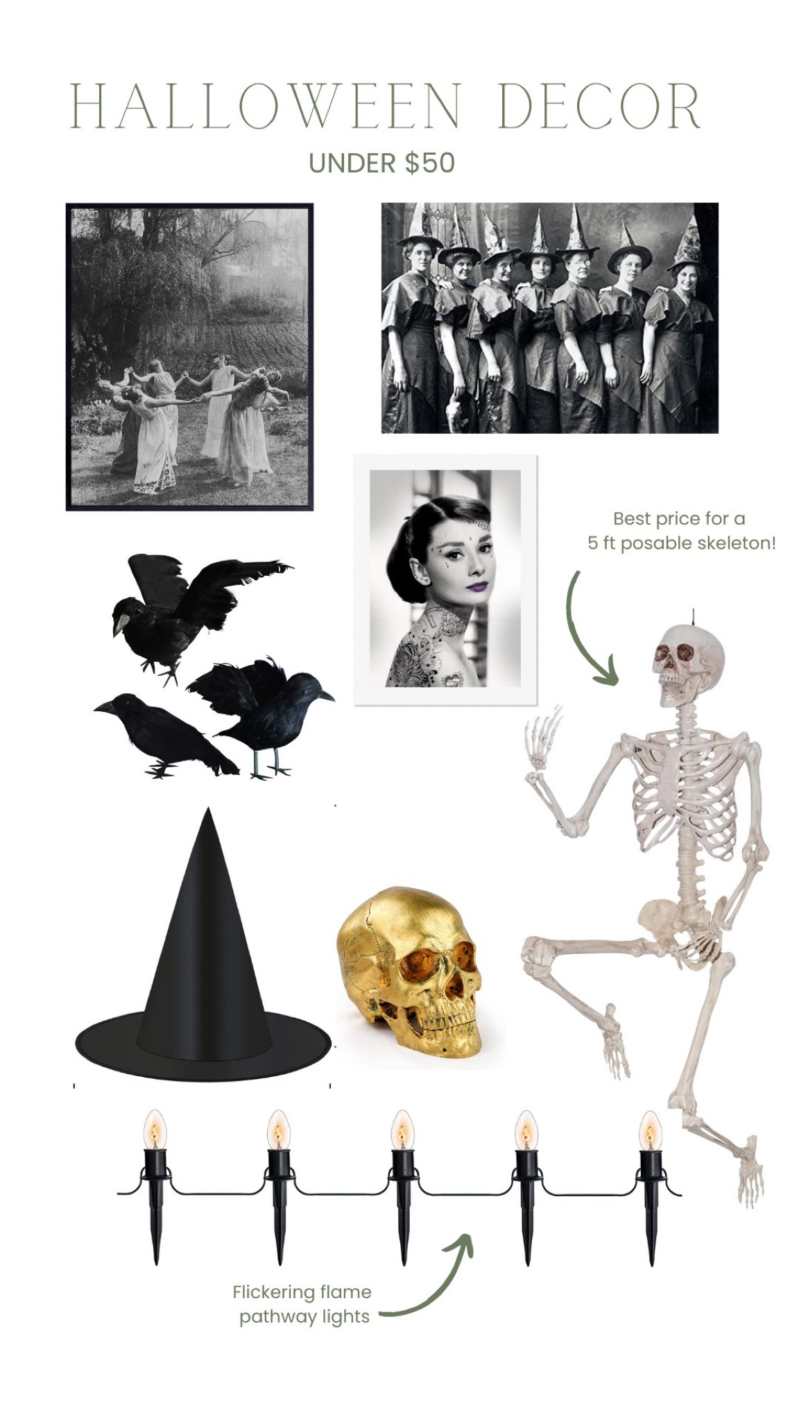 Halloween decor, skeleton, witches hat, gold skull, Halloween art prints, Halloween art, spooky chic, black crows, black ravens, affordable Halloween decor, pathway lights 

#LTKHalloween #LTKSeasonal #LTKhome