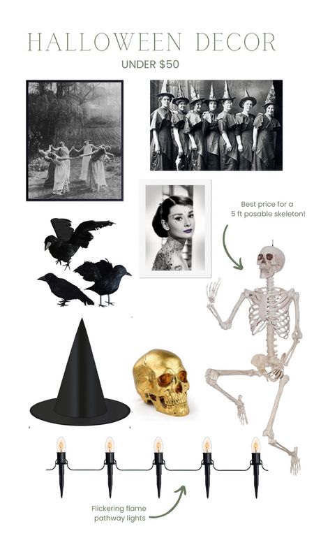 Halloween decor, skeleton, witches hat, gold skull, Halloween art prints, Halloween art, spooky chic, black crows, black ravens, affordable Halloween decor, pathway lights 

#LTKHalloween #LTKSeasonal #LTKhome