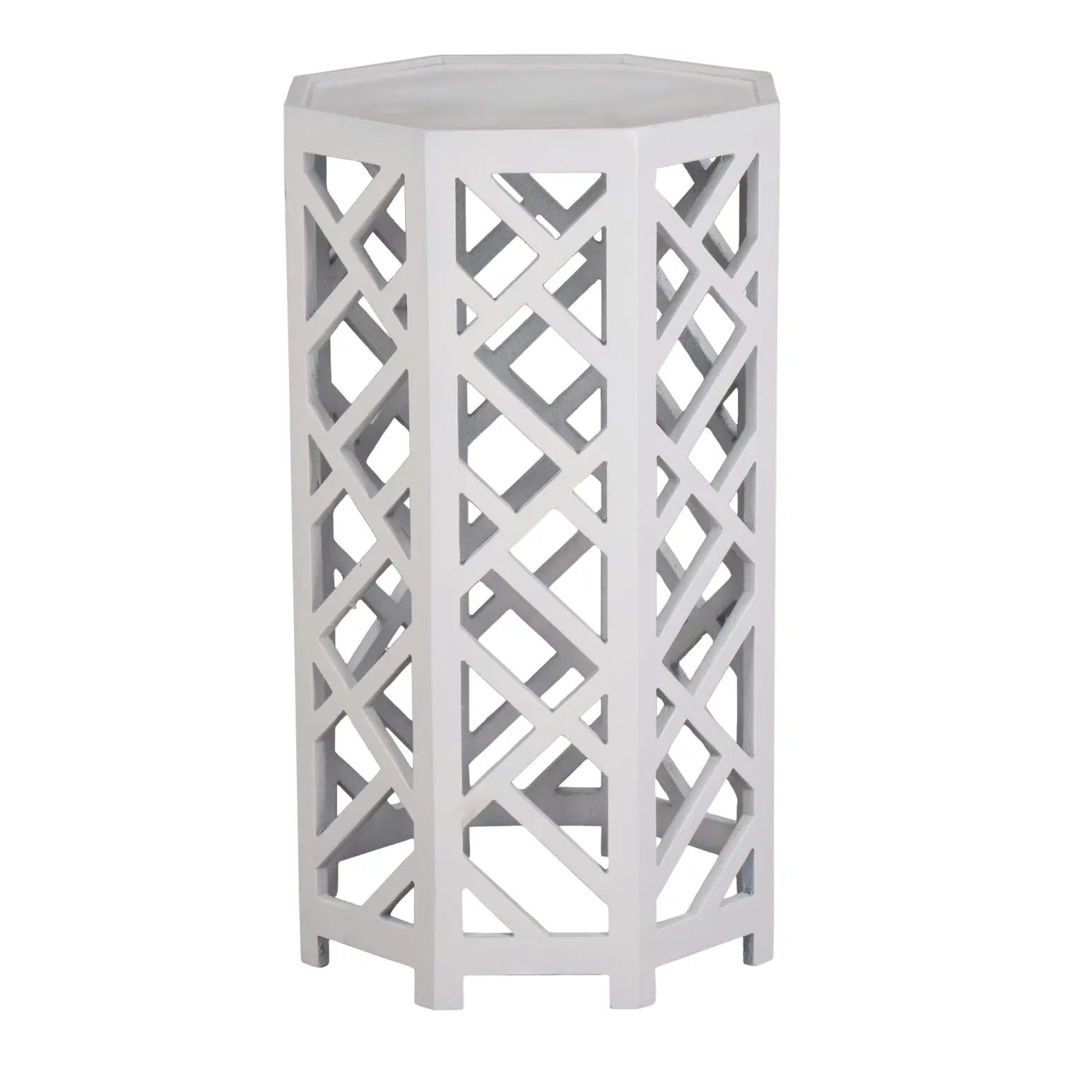 Wood Fretwork Pedestal, White - Large | Chairish