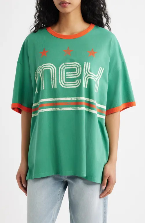 Daydreamer Mexico World Cup Oversized Ringer Graphic T-Shirt in Jade Combo at Nordstrom | Nordstrom