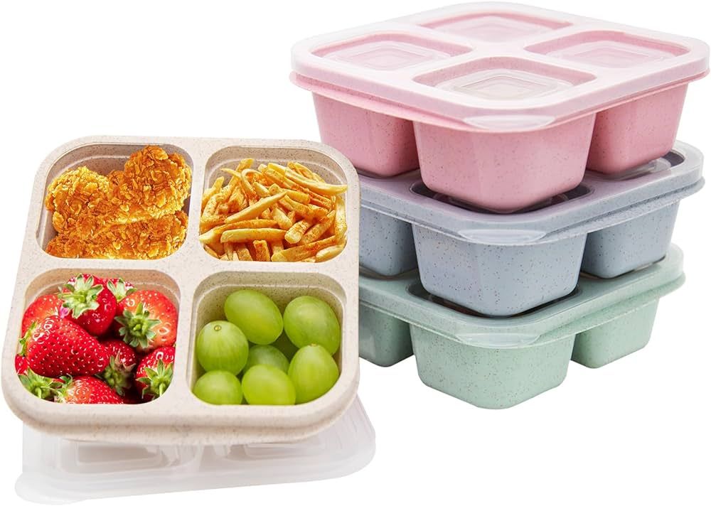 Amazon.com: Luriseminger 5 Pack Bento Lunch Box,4 Compartment Snack Containers,Divided Snack Box,... | Amazon (US)