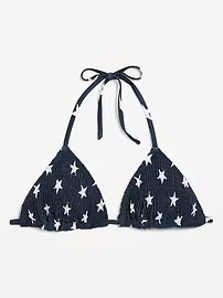 Textured Triangle String Bikini Swim Top | Old Navy (US)