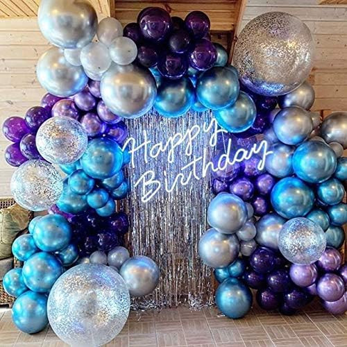 Metallic Blue Balloons Sliver Confetti Balloons Purple Balloons 132Pcs-Metallic Balloon Garland A... | Amazon (US)