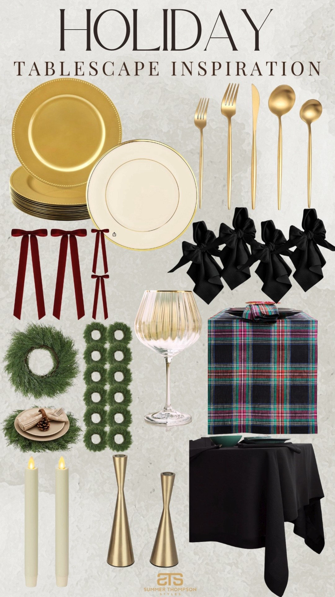 I love a chic holiday tablescape! 

Holiday. Christmas. Plaid. Charger. Gold. Greenery. Bows. Napkins. Plaid. Wine glasses. Candlesticks  

#LTKFindsUnder100 #LTKHome #LTKHoliday