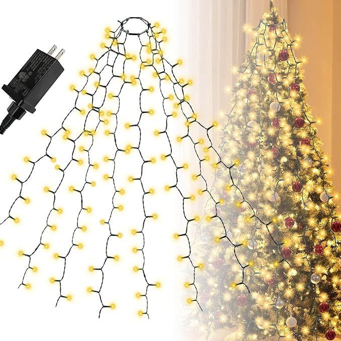 EXF Christmas Tree Lights Indoor Outdoor, 280 LED Christmas Light Strings 6.6FT x 8 Lines with 8 ... | Amazon (US)