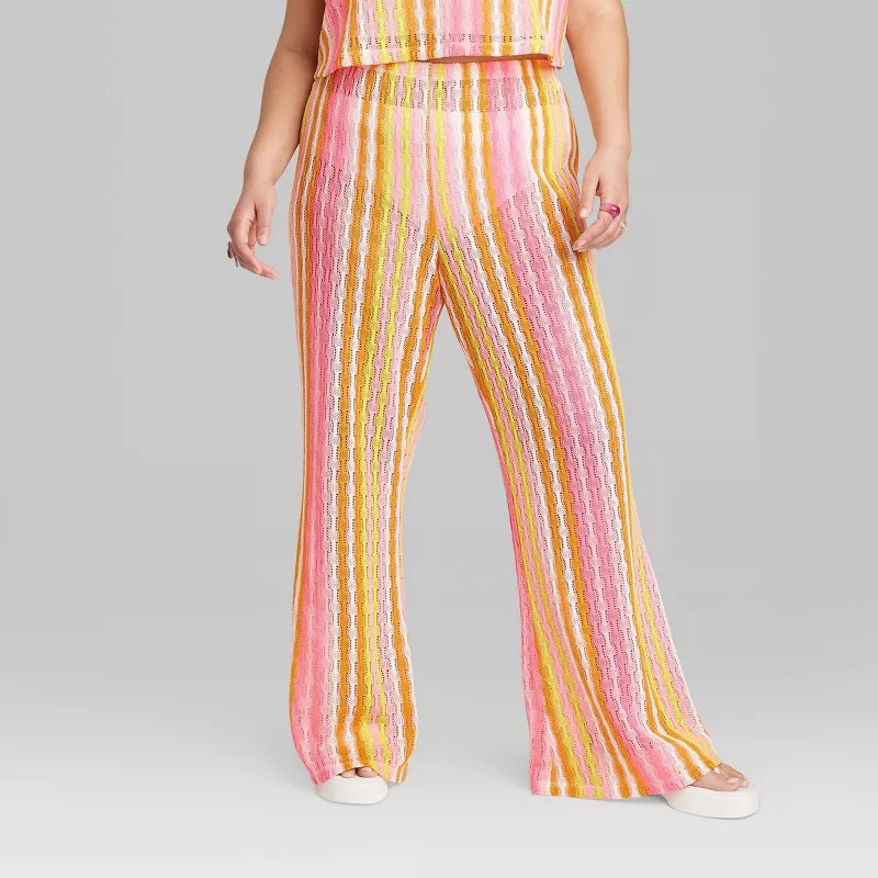Women's High-Rise Crochet Knit Flare Pants - Wild Fable™ | Target