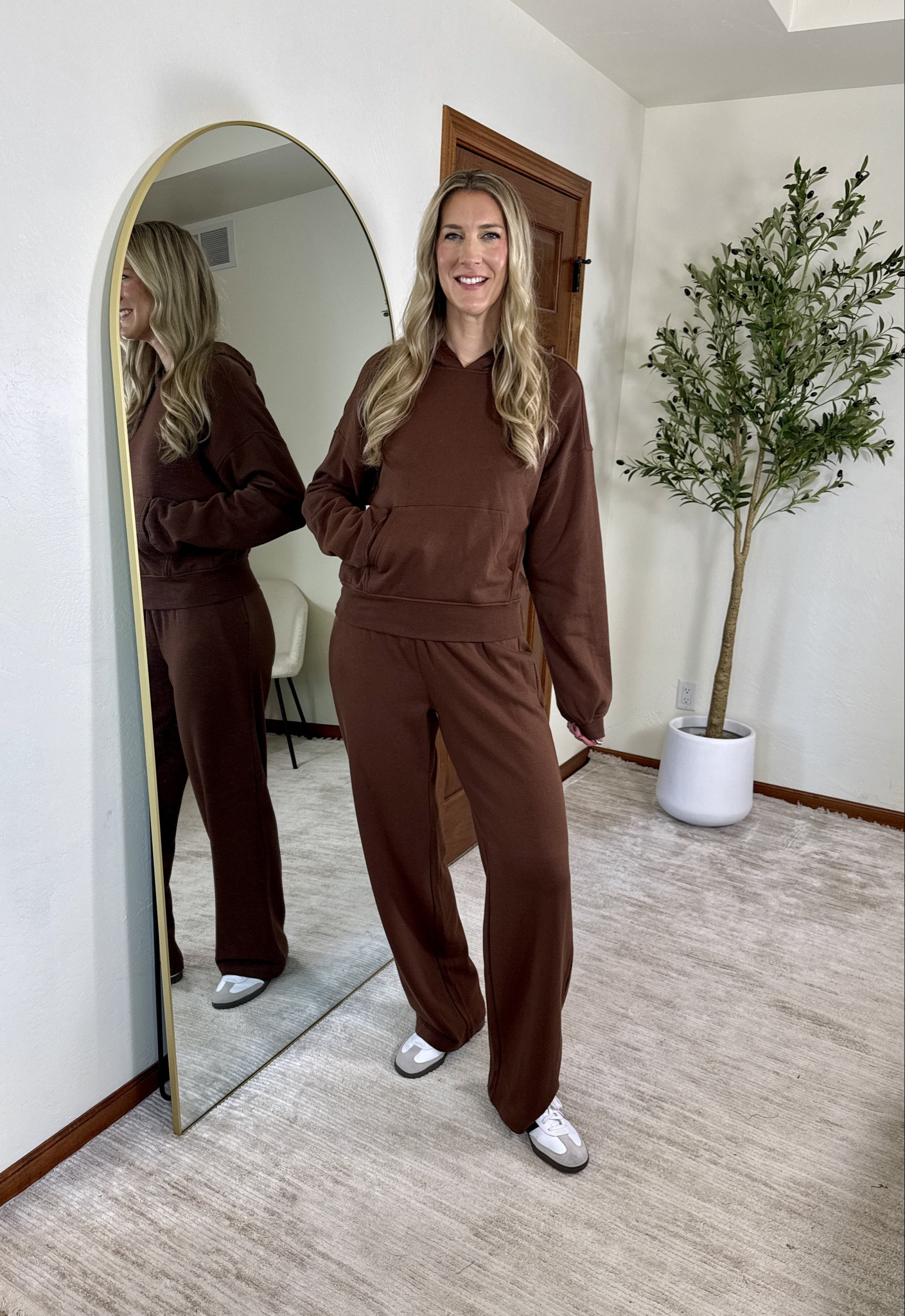 Wearing my true size medium tall
Tall size matching set- perfect for lounge, running errands, or travel. Travel, matching set, fall set, sweatpants, sweatshirt, cozy, casual outfit, mom on the go! 

#LTKSaleAlert #LTKSeasonal #LTKTall