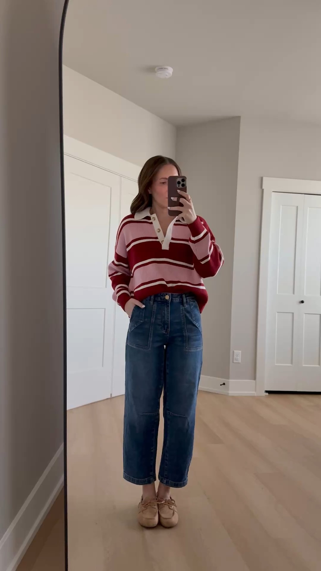 Teacher outfit idea 🍎 a knit polo sweater and barrel jeans. These jeans are so comfortable and easy to move in. Wearing a small sweater and size 00 denim

Classroom style | teacher style | barrel jeans | spring sweater | boat shoes 

#LTKValentine