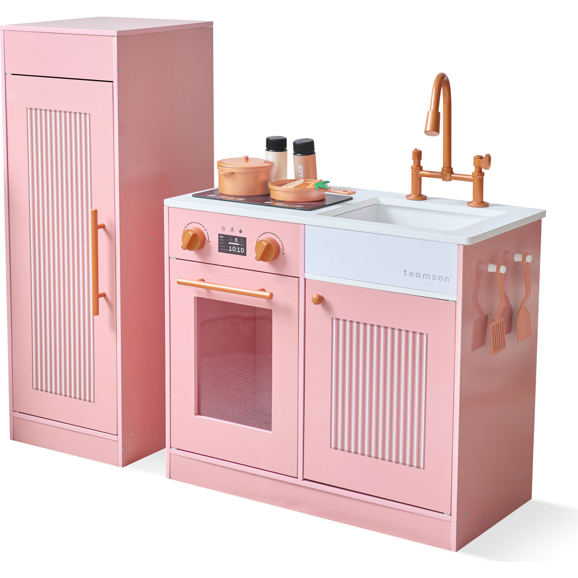 Teamson Kids Little Chef Chester Wooden Play Kitchen with 12 Accessories, Peach | Maisonette