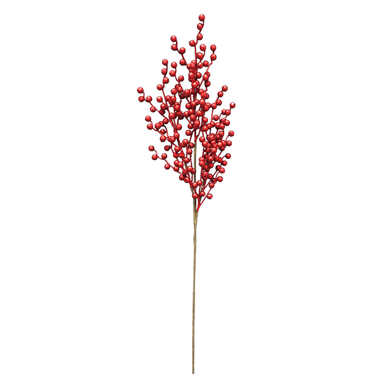 Red Glittered Berry Stem, 35" | At Home