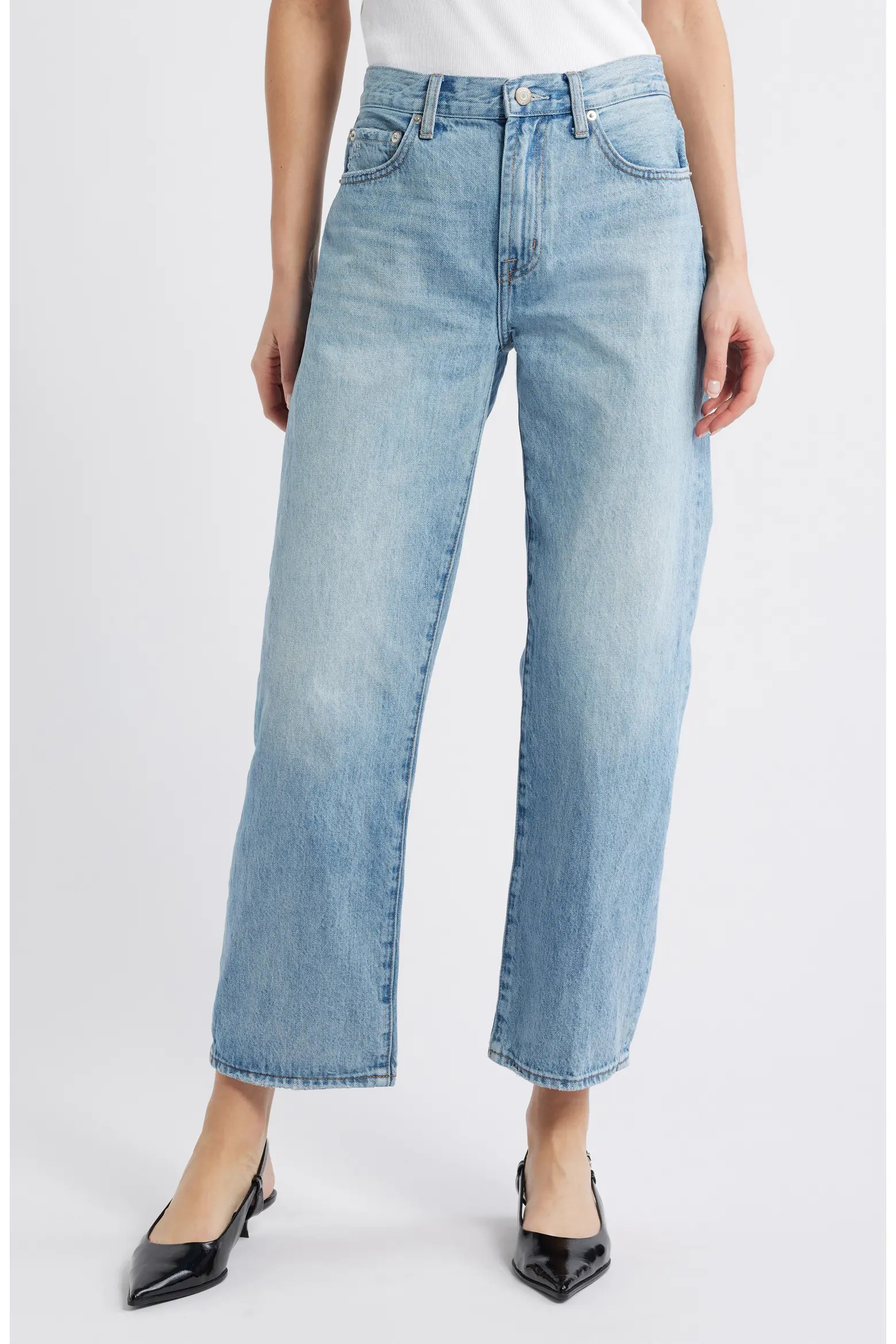 Lexi Distressed Crop Barrel Jeans (Women) | Nordstrom | Nordstrom