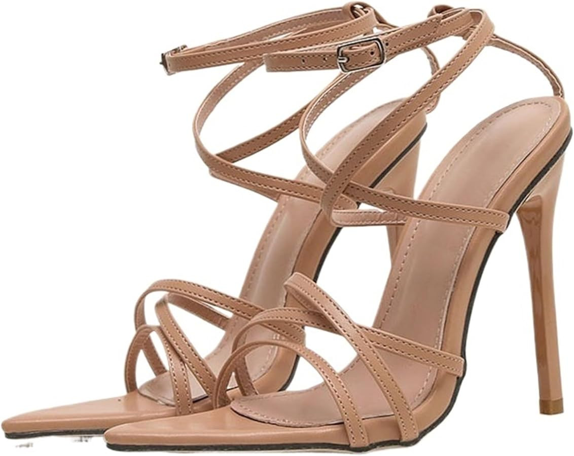 Pointy Toe Stiletto Heels for Women Strappy Sexy Dress Pumps Sandals Shoes | Amazon (US)