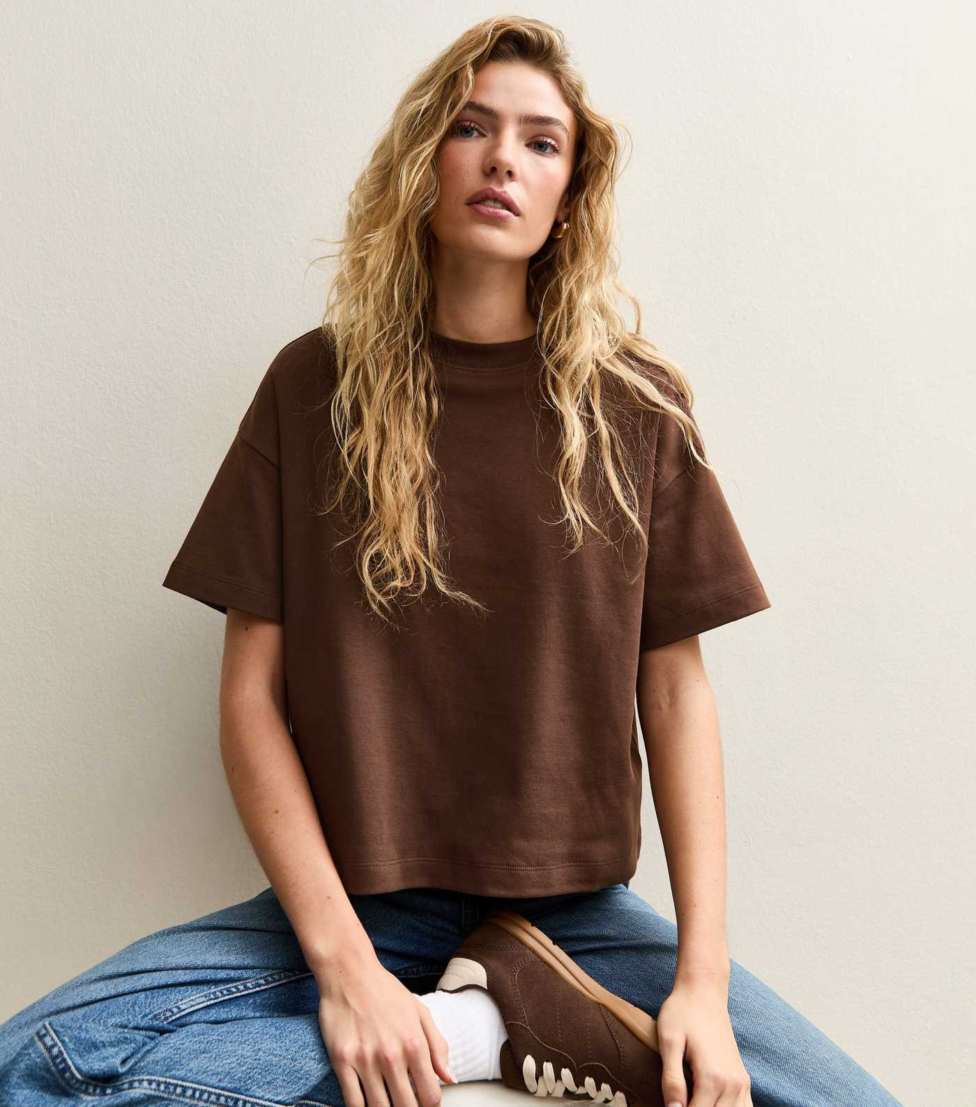 Dark Brown Premium Heavyweight Cotton Boxy T-Shirt | New Look | New Look (UK)