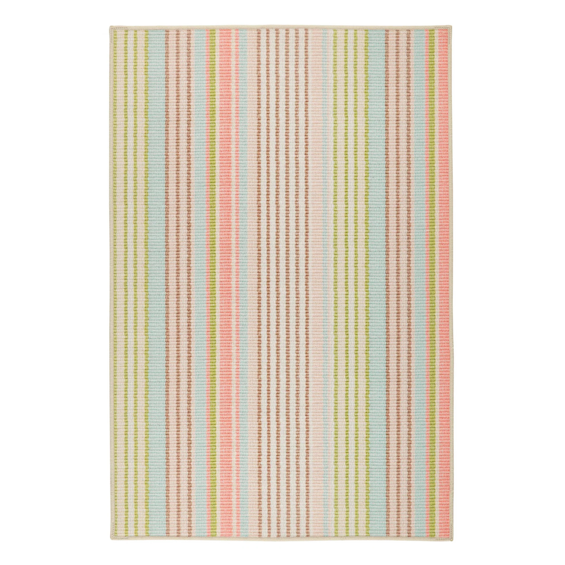 Ana Ticking Aqua Machine Washable Rug | Annie Selke