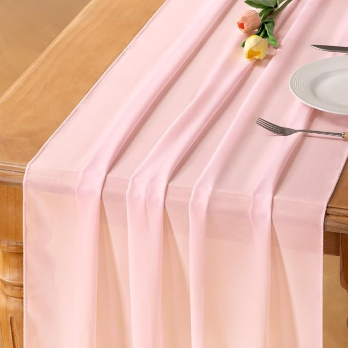 Socomi Blush Pink Chiffon Table Runner Valentine's Day Boho Rustic 10ft 29x120 Inches Wedding Run... | Amazon (US)