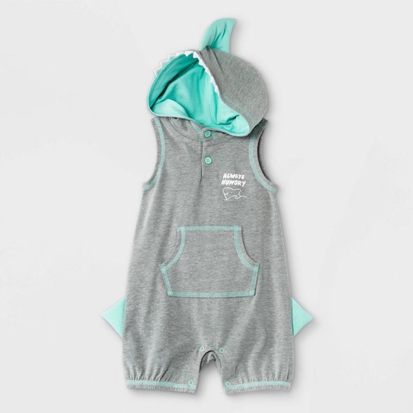 Baby Boys' Shark Hooded Romper - Cat & Jack™ Gray | Target