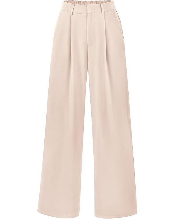 PRETTYGARDEN Women's Wide Leg Suit Pants Loose Fit High Elastic Waisted Business Casual Long Trou... | Amazon (US)